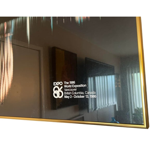 Postmodern Vintage 1986 Vancouver Canada Expo Framed Poster Postmodern Art Brass 1980s For Sale - Image 3 of 6