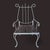 This Neoclassical Regency White Metal Arm Chair with Brass Accents, has a back that's shaped like a Lyre Musical...
