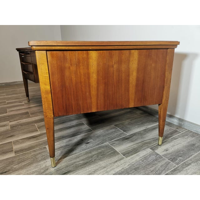 Mid-Century Brown Office Desk For Sale - Image 11 of 18