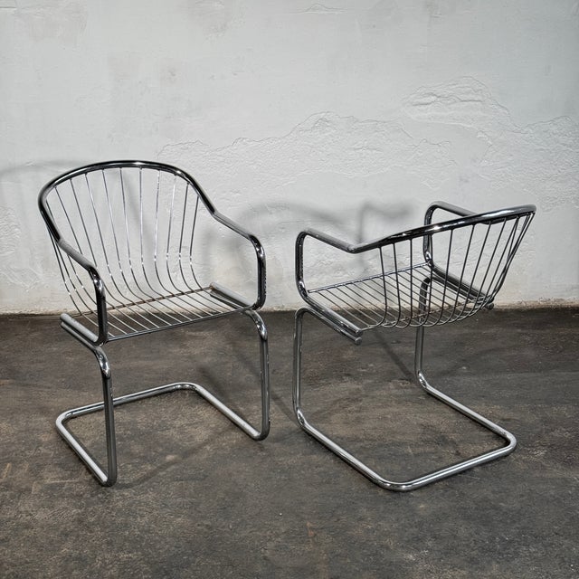 Silver Cantilever Dining Chairs in the style of Gastone Rinaldi, 1980s, Set of 4 For Sale - Image 8 of 12