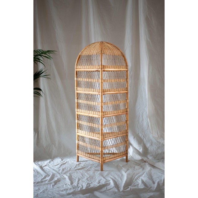 Corner Bookcase in Bamboo and Rattan, 1970s For Sale - Image 3 of 9