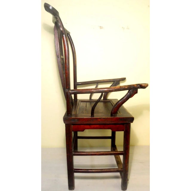 Brown Antique Chinese High Back Arm Chair, Circa 1800-1849 For Sale - Image 8 of 9