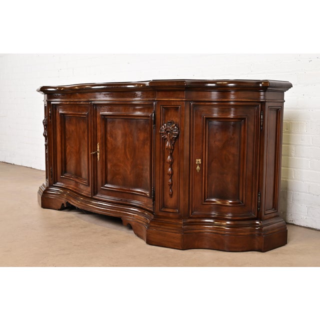 Karges Furniture Karges French Regency Louis XVI Burled Walnut Sideboard or Bar Cabinet For Sale - Image 4 of 14