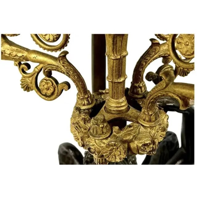 Empire Dore Patinated and Bronze Candelabra Lamp For Sale - Image 9 of 11