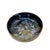 Asian 9" Oriental Black Glaze Porcelain Flat Bowl Golden Flower Graphic For Sale - Image 3 of 7