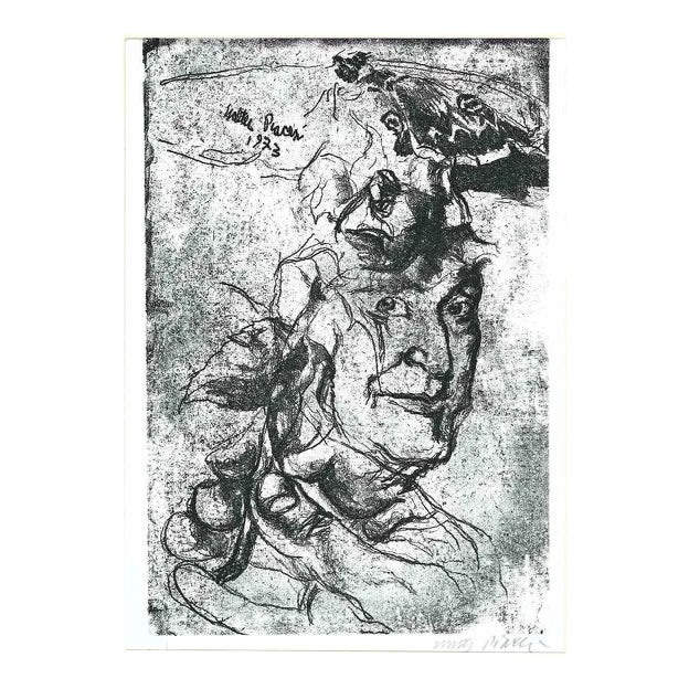 Walter Piacesi, Portrait, Etching, 1973 For Sale
