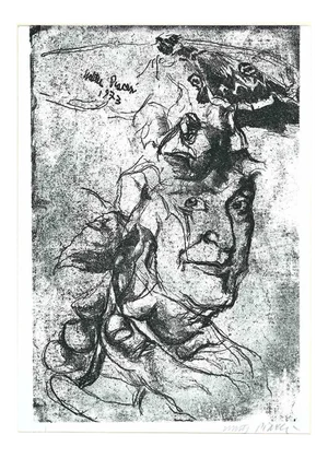 Walter Piacesi, Portrait, Etching, 1973