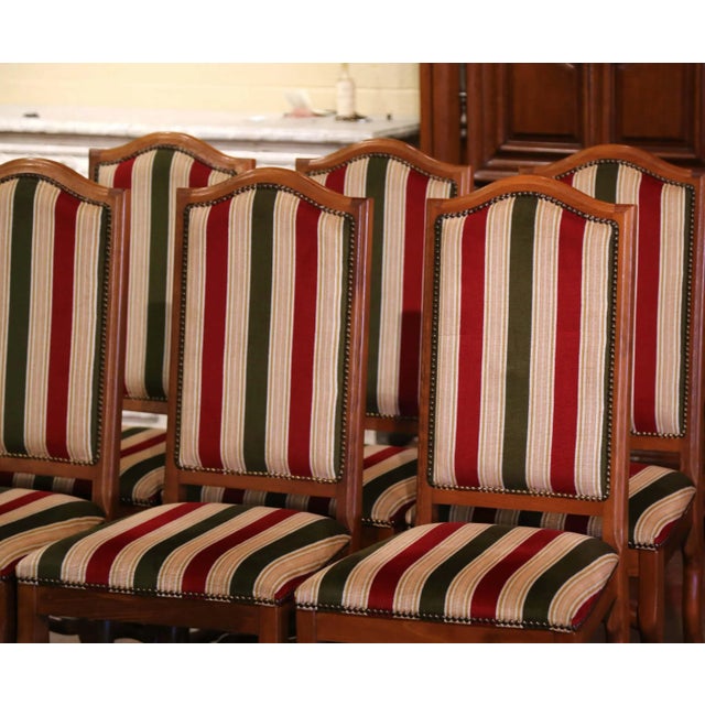French Set of Six French Louis XIII Style Beech Dining Chairs With Os De Mouton For Sale - Image 3 of 13
