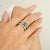 Cushion Cut Emerald & Diamond Double Band Engagement Ring Size 6 For Sale In New York - Image 6 of 11