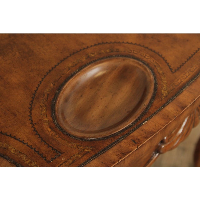 Maitland Smith Chippendale Style Leather Top Card Table For Sale - Image 11 of 12