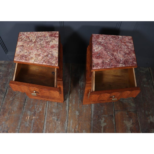 French Art Deco Bedside Tables in Amboyna and Marble, 1930s, Set of 2 For Sale - Image 8 of 15