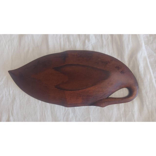 Mid-Century Modern Hand-Carved Monkey Pod Wood Fruit & Leaf Bowl Set - 8 Pieces For Sale - Image 4 of 5