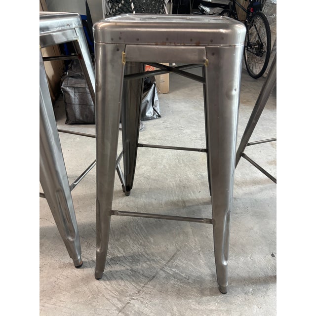 Metal Mid 20th Century Tolix Marais Bar Stools - Set of 4 For Sale - Image 7 of 7