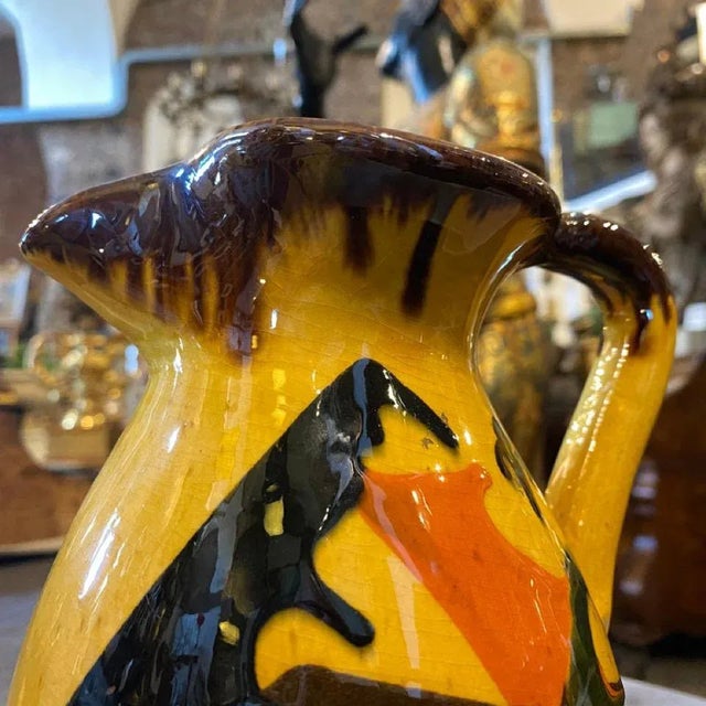 1930s Yellow, Brown and Orange Futurist Ceramic Italian Jug For Sale - Image 11 of 13