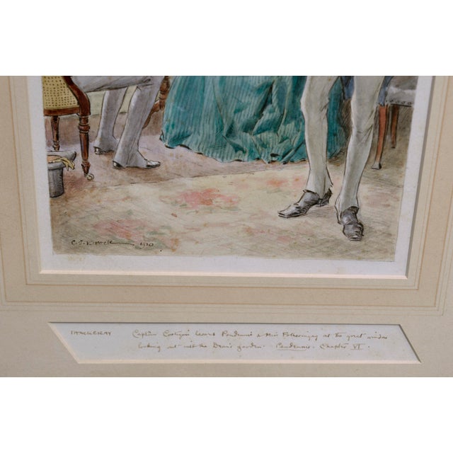 Realism Rare Early 20th C. Watercolor -- Pendennis, Captain Costigan and Miss Fothering by Charles Edmund Brock For Sale - Image 3 of 4
