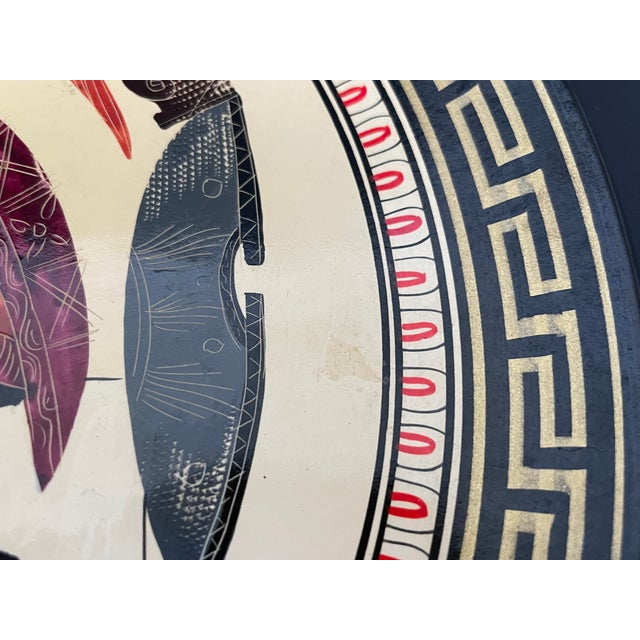 Vintage Greek Handpainted Trojan War Black Figure Pottery Plates Set