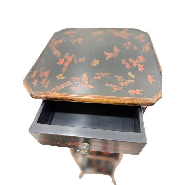 Late 20th Century Vintage Faux Bamboo Chinoiserie Pedestal Accent Table For Sale - Image 5 of 5
