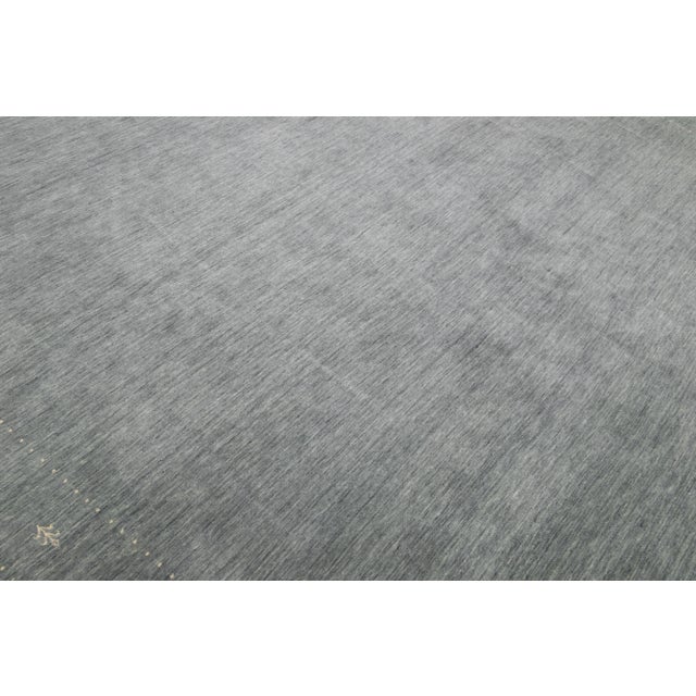 Modern Gabbeh Style Gray Hand-Loom Minimalist Pattern Wool Rug For Sale - Image 10 of 11