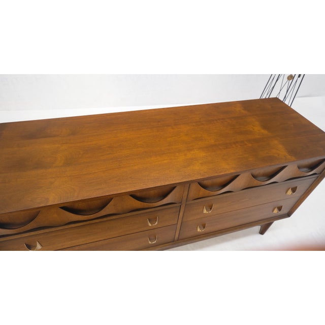 Brasilia Mid Century Modern Walnut 6 Drawer Long Credenza Dresser For Sale - Image 10 of 12