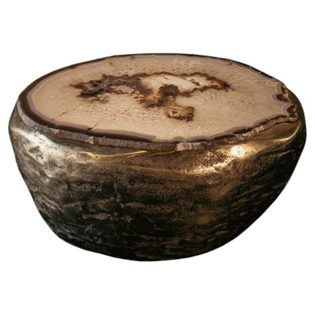 Ernest Coffee Table in Agate Gemstone & Cast Brass by Alex Turco For Sale - Image 10 of 10