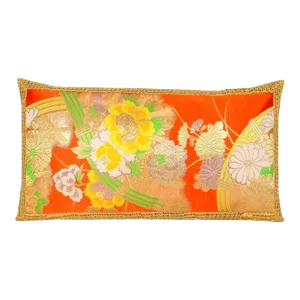 Vintage Hand-Embroidery Exotic Floral Silk Pillow Framed With Vintage Lace Trim