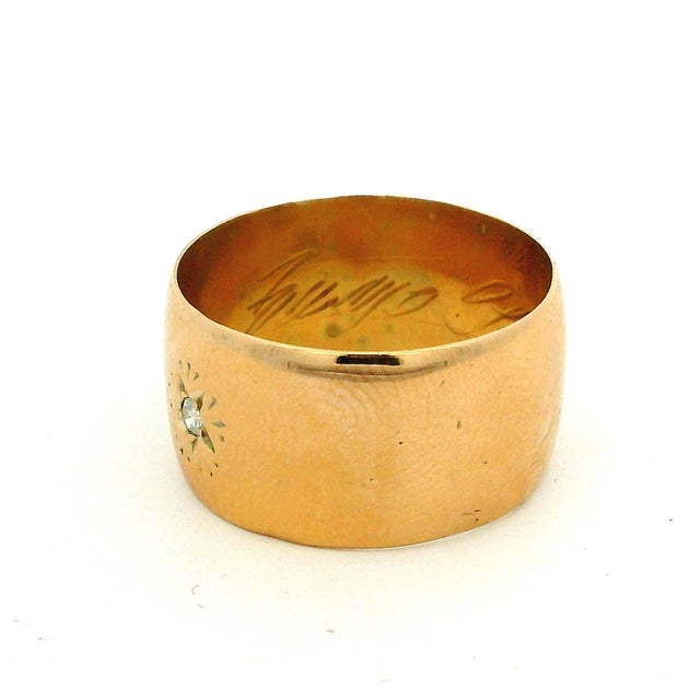 Antique Victorian 18k Gold Double Diamond Star-Set Gypsy Cigar Band Ring, Size 9 For Sale - Image 9 of 11