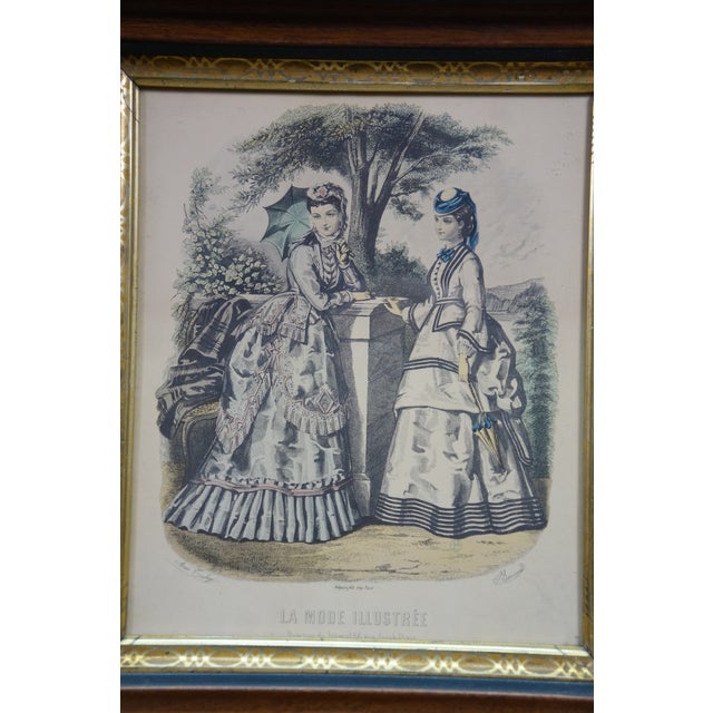 Antique French Victorian La Mode Illustree Paris Fashion Magazine Print 16" For Sale - Image 4 of 13