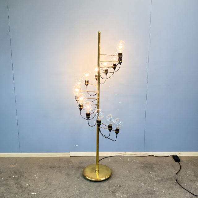 Space Age Brass Cascade Floor Lamp from Star-Leuchten, 1970s For Sale - Image 3 of 12