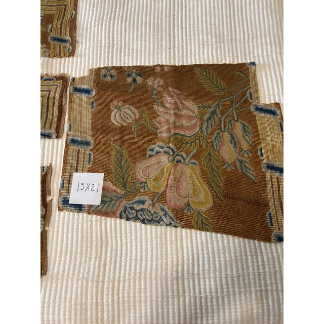 Antique French Woven Gobelins Tapestry Fragments - Set of 4 Ideal for pillows or framing. Silk and wool. Sizes: 9”x21" 7”...