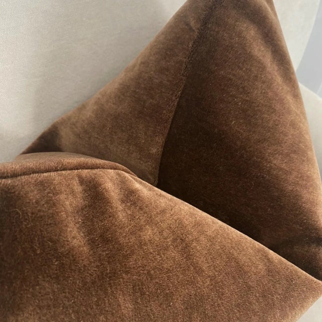 Contemporary Plush 24" Hickory Down Filled Mohair Pillow For Sale - Image 3 of 4