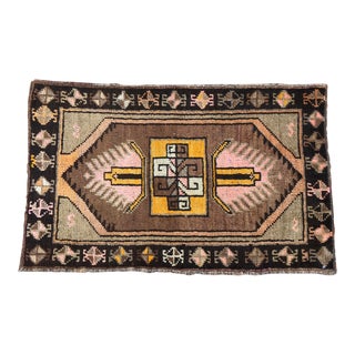 Vintage Turkish 2x3 Mini Rug For Sale