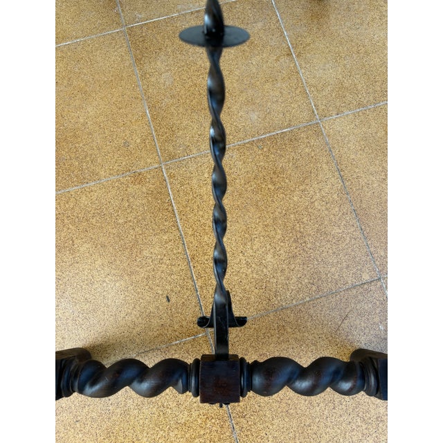 Spanish Barley Twist Side Table With Wrought Iron Stretchers, 1920s For Sale - Image 11 of 11