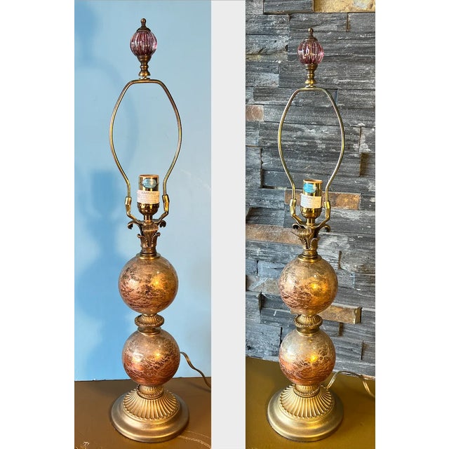 Metal John Richard Copper Glass Orb Table Lamp For Sale - Image 7 of 12