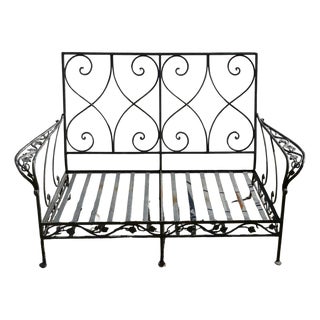 Vintage Salterini Style Wrought Iron Settee Loveseat by Florentine Craft Studio For Sale