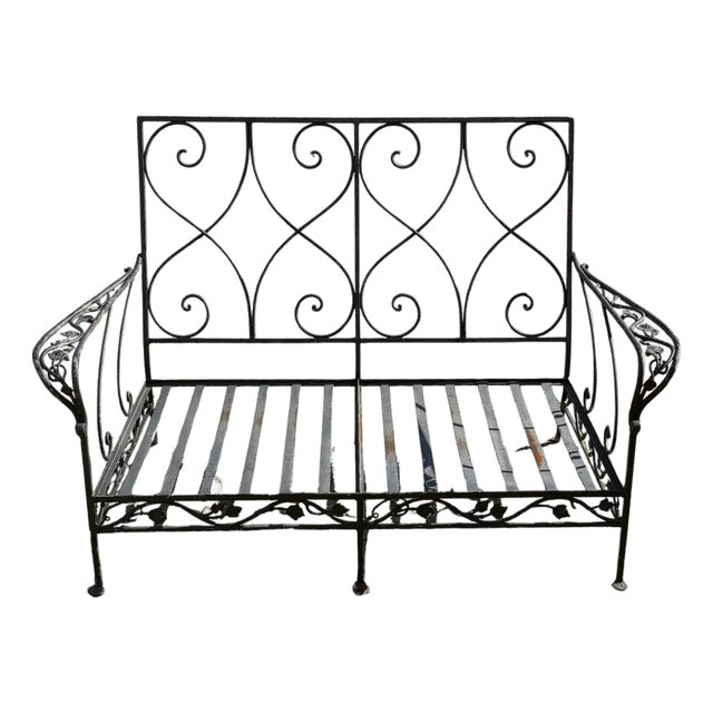 Vintage Salterini Style Wrought Iron Settee Loveseat by Florentine Craft Studio For Sale