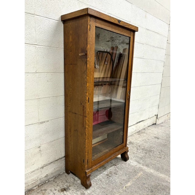 Arts & Crafts Antique Mission Arts and Crafts Bookcase Bookshelf Cabinet With Adjustable Shelf For Sale - Image 3 of 11