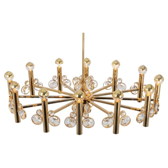 Large Gilt Brass Chandelier attributed to Palwa for Sciolari, Germany, 1970s For Sale - Image 10 of 14