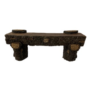 1970s Vintage Black Forest Faux Bois Plaster Wall Shelf For Sale