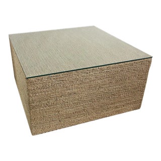 Coastal Contemporary Square Seagrass Rope Coffee Table For Sale