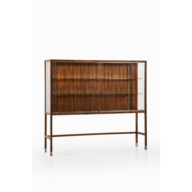 Unique and Large Display Cabinet in Rosewood, Steel and Glass, 1960's Additional Information: Material: Rosewood, steel...