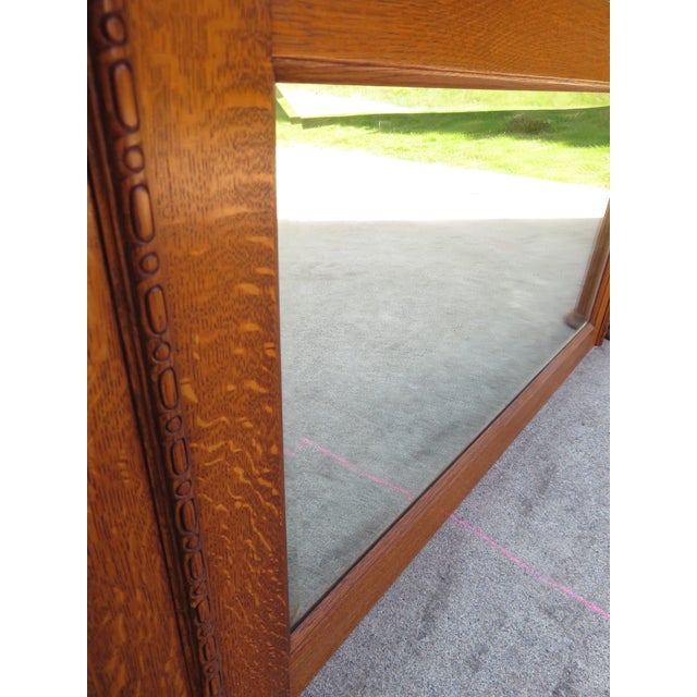 Antique Mission Oak Mantle Fireplace Surround W/ Mirror ~ Arts & Crafts ~ Columns For Sale - Image 11 of 16