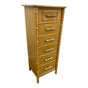 Vintage Retro Lingerie Dresser Chest Faux Bamboo Six Drawers Tropical Style