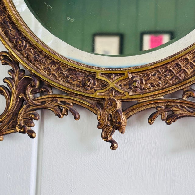 Bradley Hubbard Art Nouveau Brass Wall Mirror by Bradley & Hubbard, Early 20th C. For Sale - Image 4 of 11