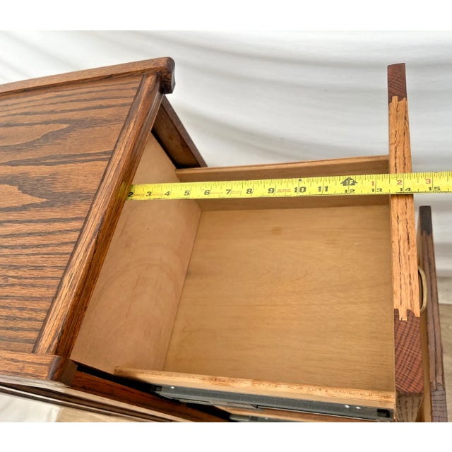 Brown Vintage Tiger Oak File Cabinet Four Drawers, Paneled Sides, Rare Letter Size For Sale - Image 8 of 12