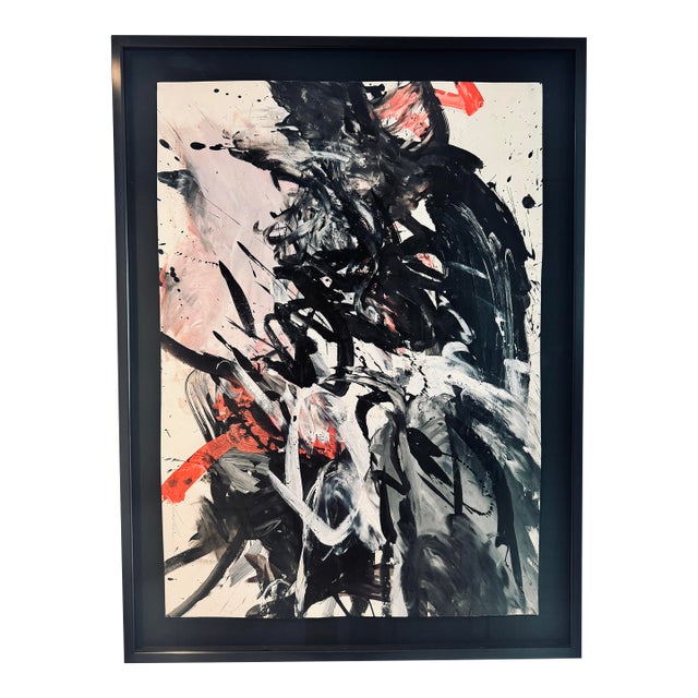 Large Signed Vahan Roumelian Abstract Expressionist Painting, Framed For Sale