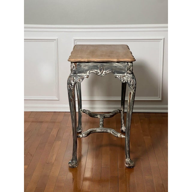 19th Century French Louis XV Style Paint Decorated Table in a Distressed Finish For Sale - Image 4 of 15