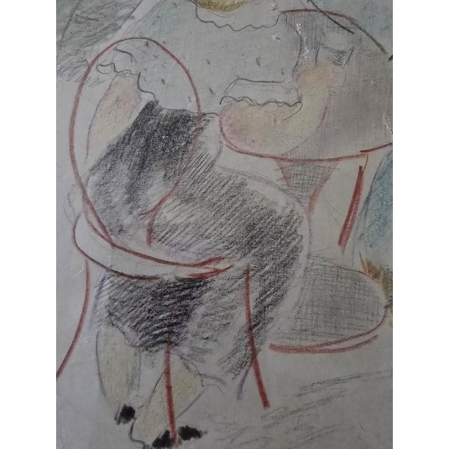 Mid-Century Modern Vintage Mid Century Modern Signed Café Scene For Sale - Image 3 of 7