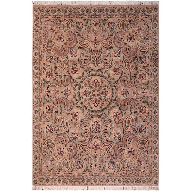Gray One of a Kind Floral Pak-Persian Gray/Tan Wool Rug - 8'1'' X 10'4'' For Sale - Image 8 of 9