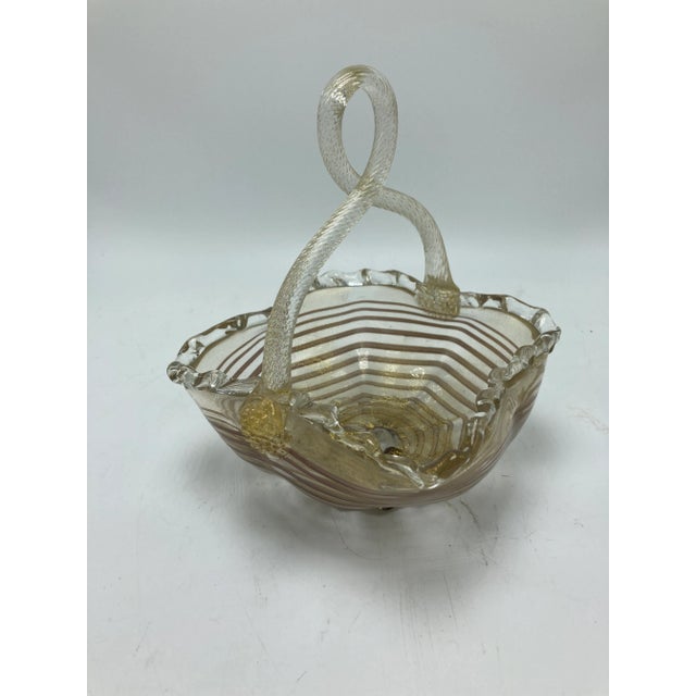 Transparent Vintage Venetian Glass Basket For Sale - Image 8 of 11