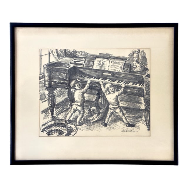 1940s Waldo Peirce "Chamber Music" Signed Original Lithograph — Associated American Artists, Framed For Sale